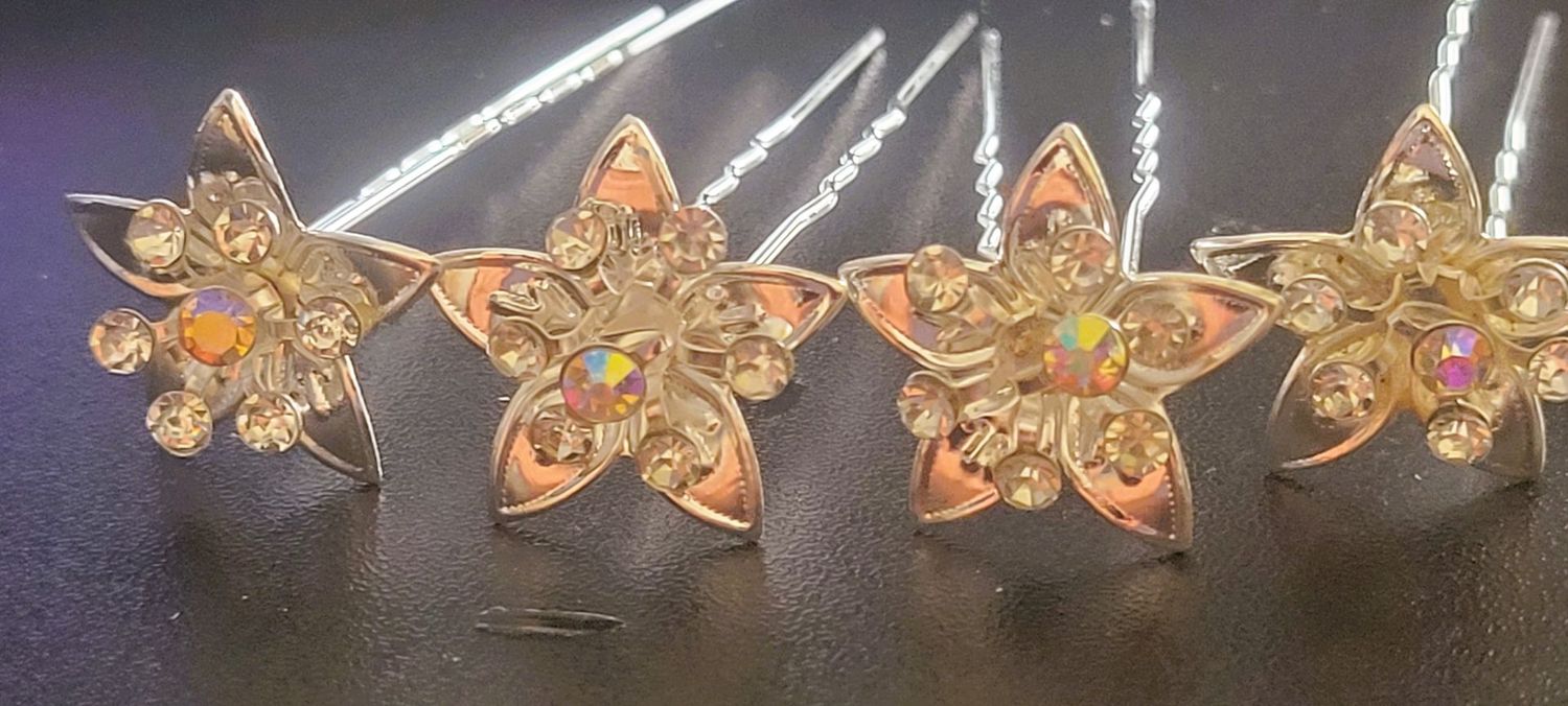 ( 4PCS/PACK ) Hair Pin Women Jewelry Hair Accessories Flower Star Shaped Wedding Bride Hair Pin