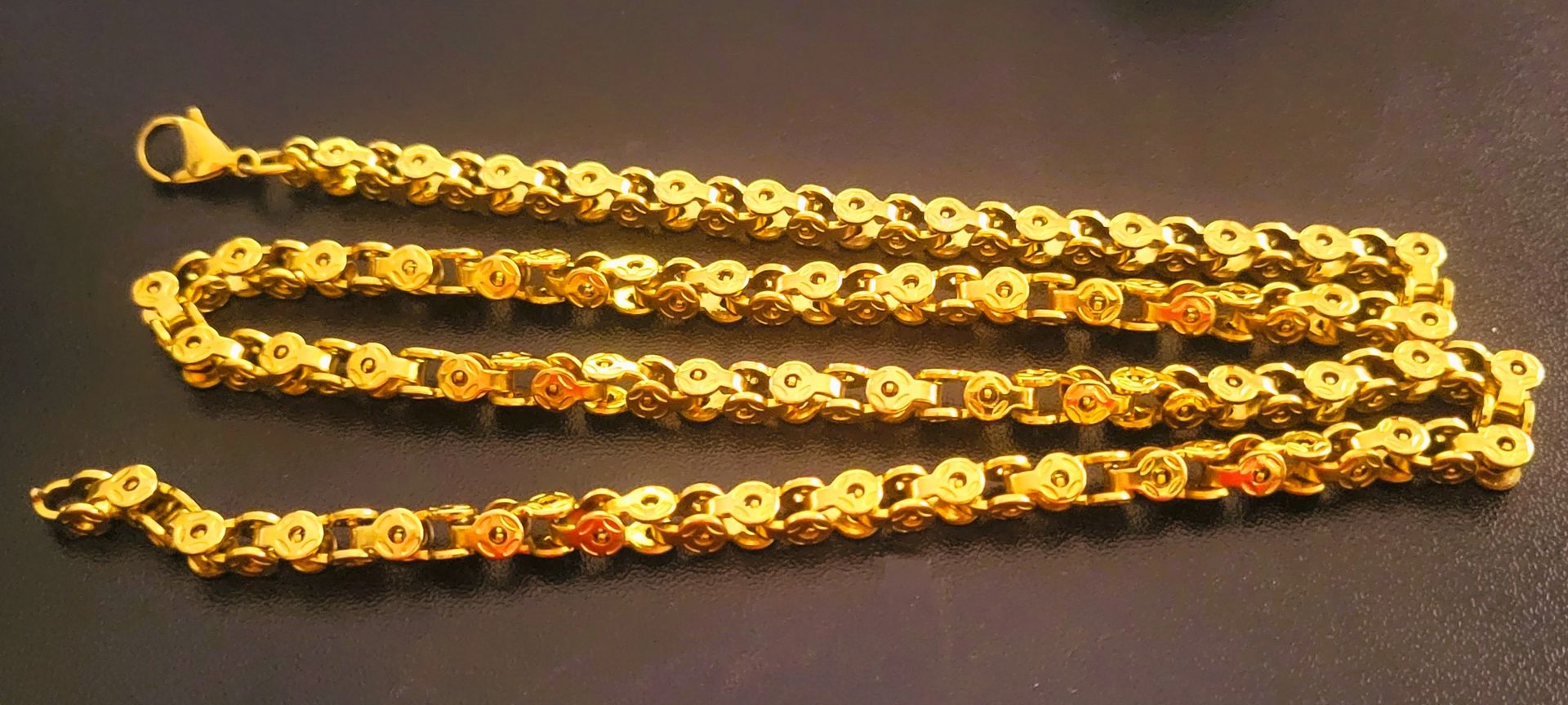 Biker Punk Style Gold Jewelry Stainless Steel Silver Metal Bike Motorcycle Necklace Men Women Jewelry 6MM