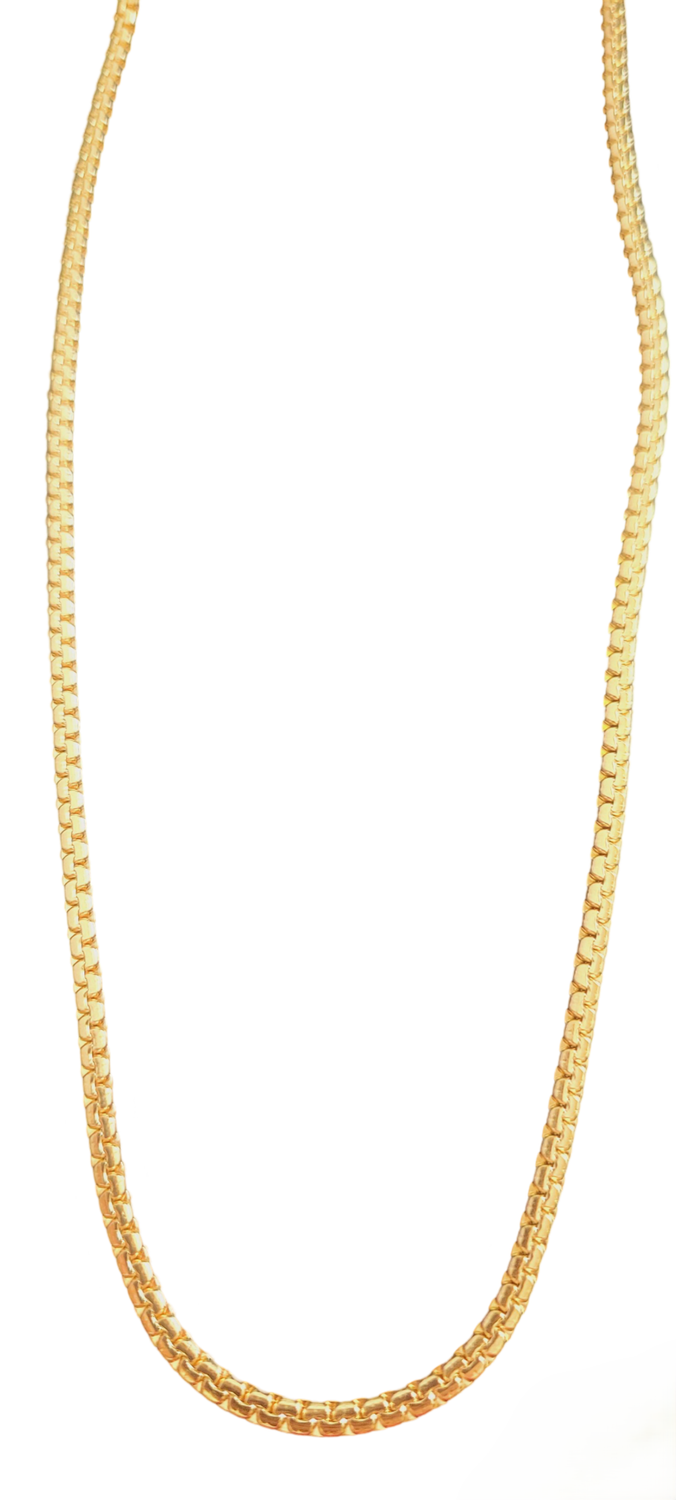 Gold Roller Necklace Set Man Jewelry Women Neck Stainless Steel Wallet Chain Square Pearl Chain Jewelry 3MM 17 inches long