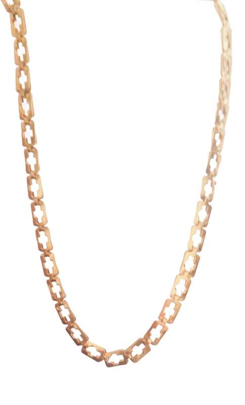 Inner Cross Chain Necklace (crucifixion) Gold-Tone Flat Jewelry length 17-18 Inches