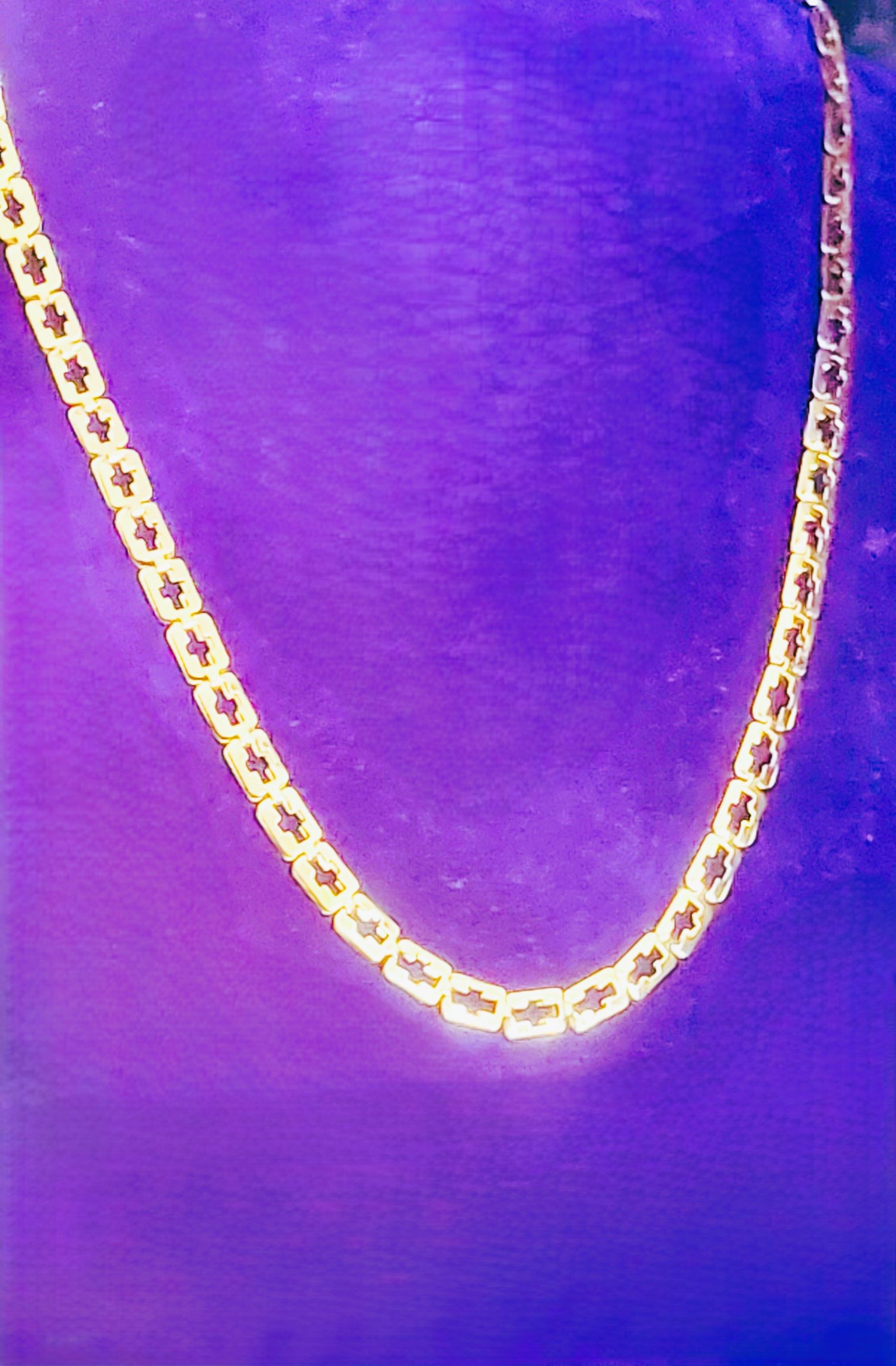 Inner Cross Chain Necklace (crucifixion) Gold-Tone Flat Jewelry length 17-18 Inches