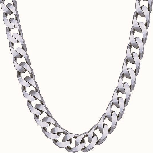 Silver Cuban Chain Gold Necklace Jewelry for Men and Women Cuban Link Chain Necklace for Men Women and Children Silver Plated Adjustable Miami Link Chain Fashion Hip Hop Jewelry 8MM Length 23.5
