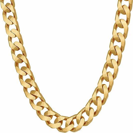 18k Gold Cuba Chain Gold Necklace Jewelry for Men and Women Cuban Link Chain Necklace for Men Women 18K Gold Plated Adjustable Miami Cuban Curb Link Chain 2022 Fashion Hip Hop Jewelry 5MM length 23 in