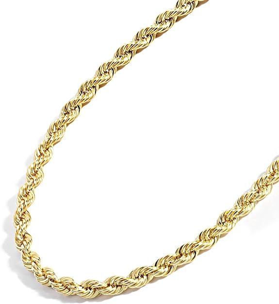 Gold Chain Necklace Collection - 14K Solid Yellow Gold Filled Rope Chain Necklaces for Women and Men with Different Sizes 2mm