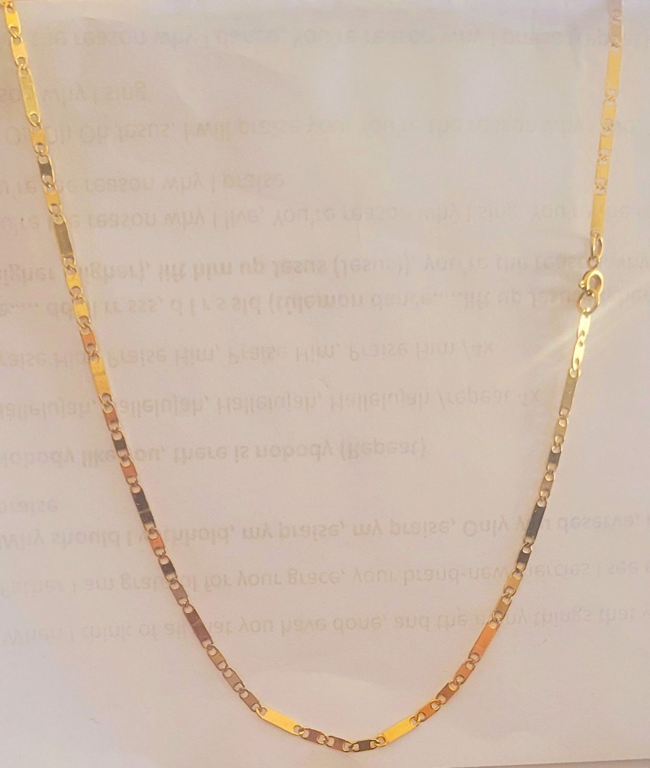 10k Yellow Solid Gold Mirror Box Clasp Chain Necklace, 2-2.5mm
