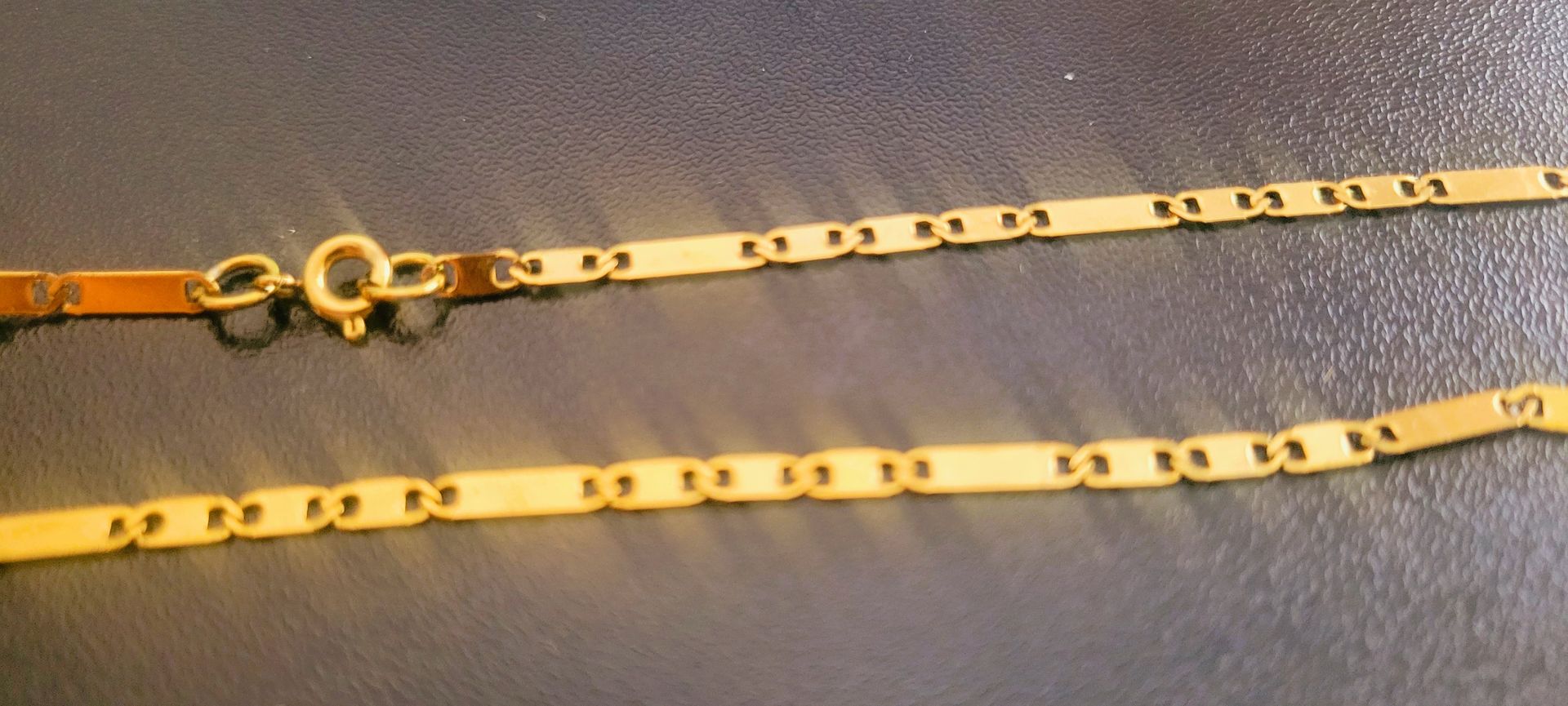 10k Yellow Solid Gold Mirror Box Clasp Chain Necklace, 2-2.5mm