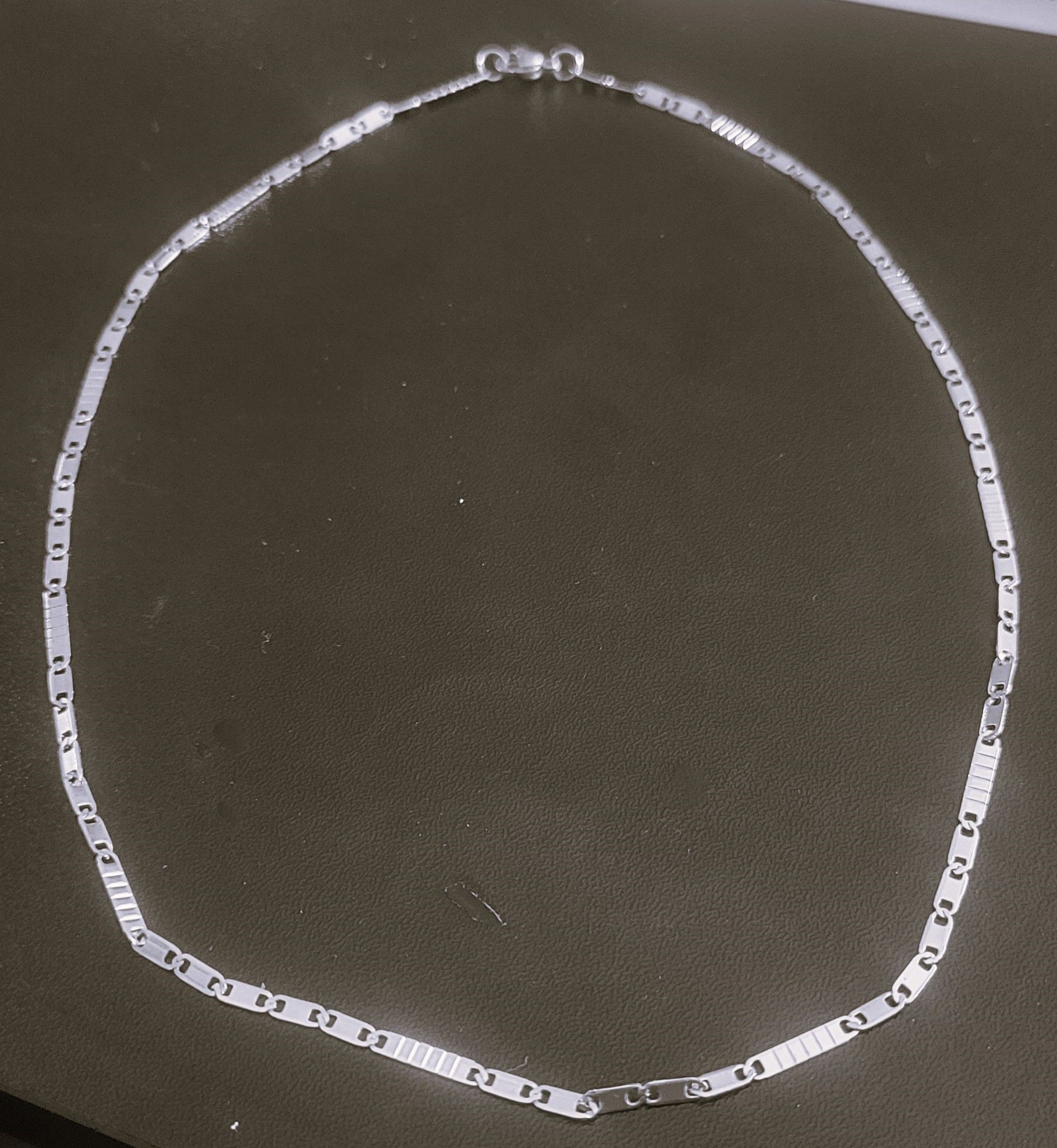 10k white Solid Gold Mirror Box Chain Necklace, 2mm