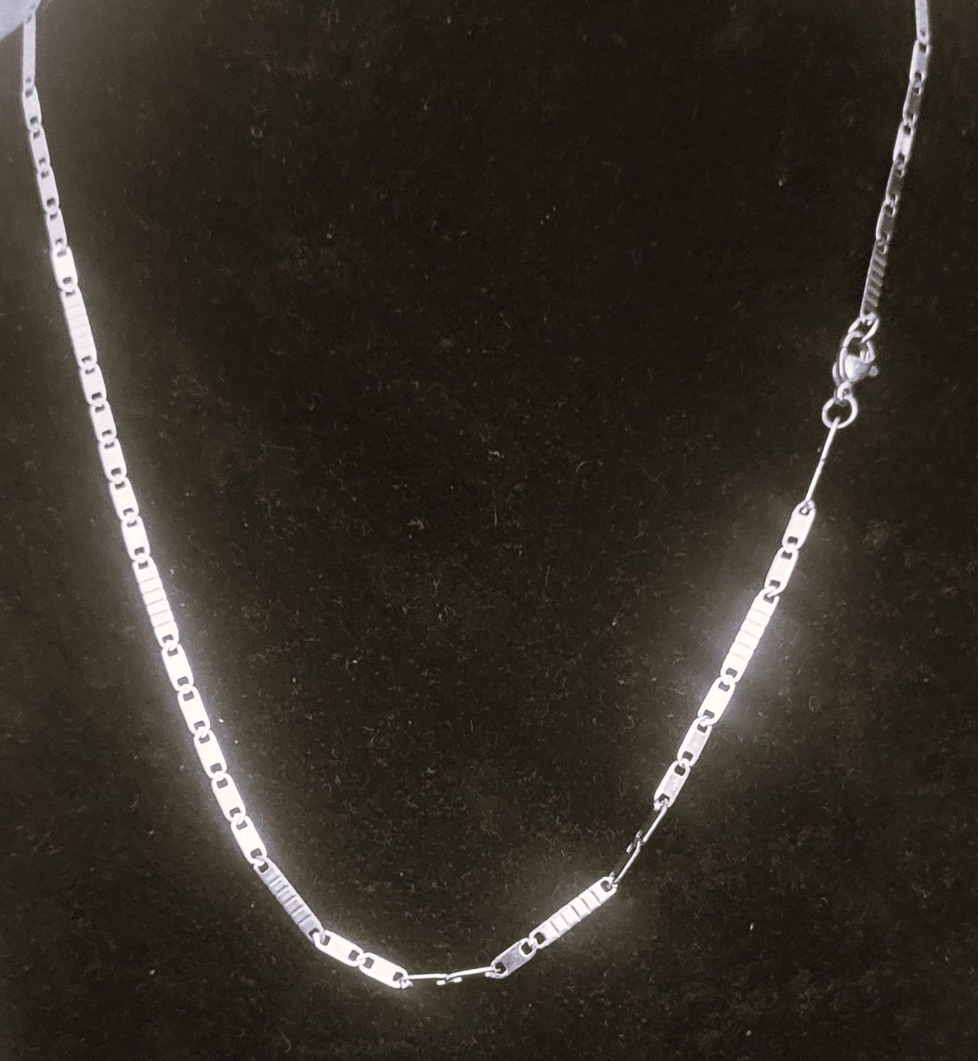 10k white Solid Gold Mirror Box Chain Necklace, 2mm