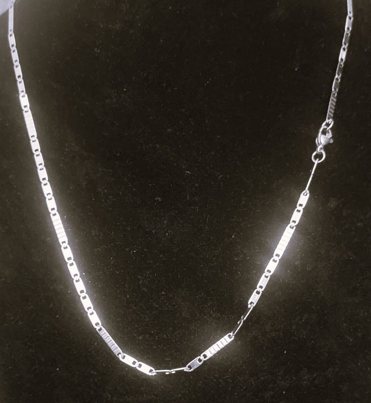 10k white Solid Gold Mirror Box Chain Necklace, 2mm