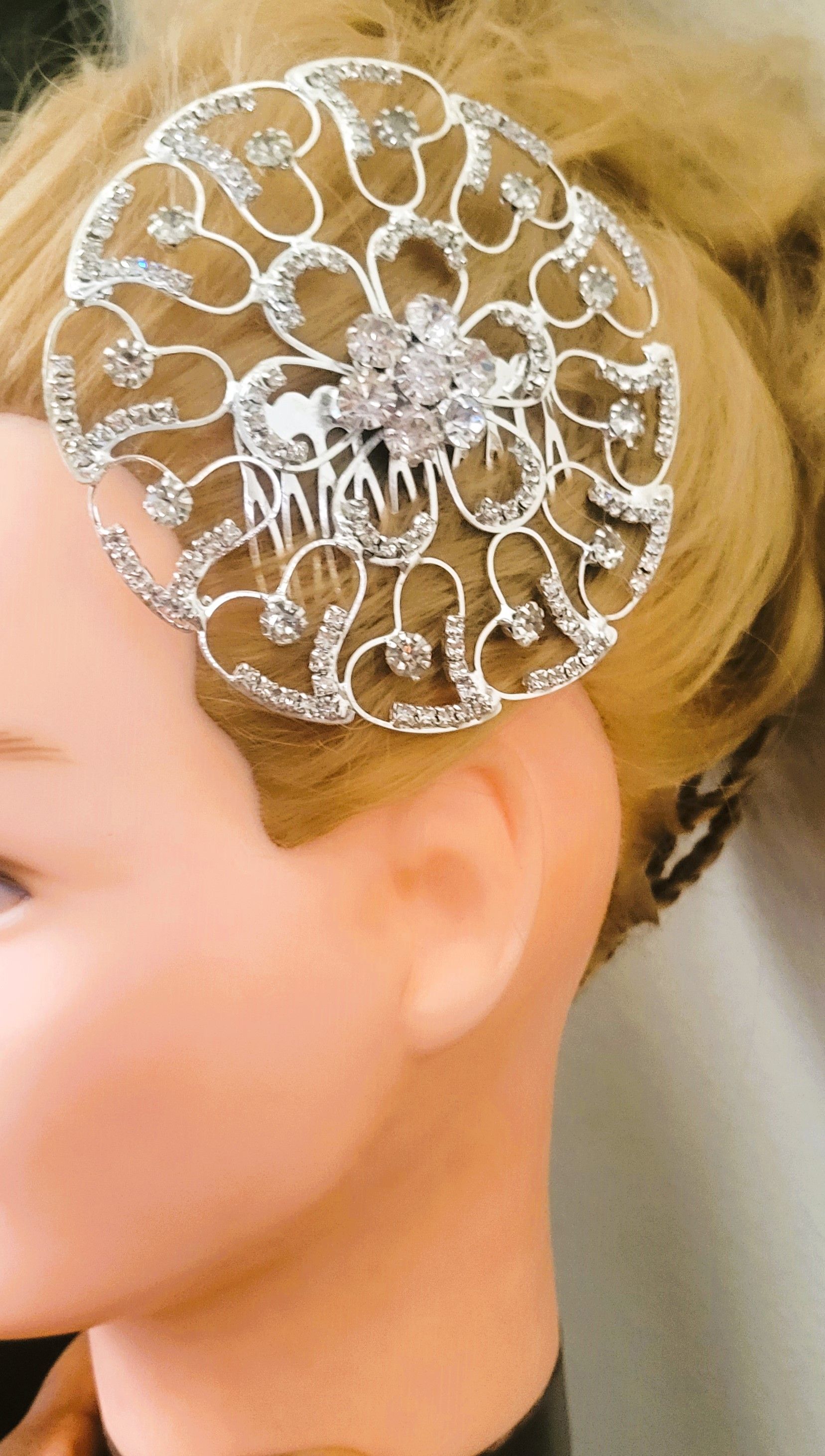 Big Circular designed Rhinestone Crystal Alloy Wedding Decoration Accessory Bridal Hair Combs