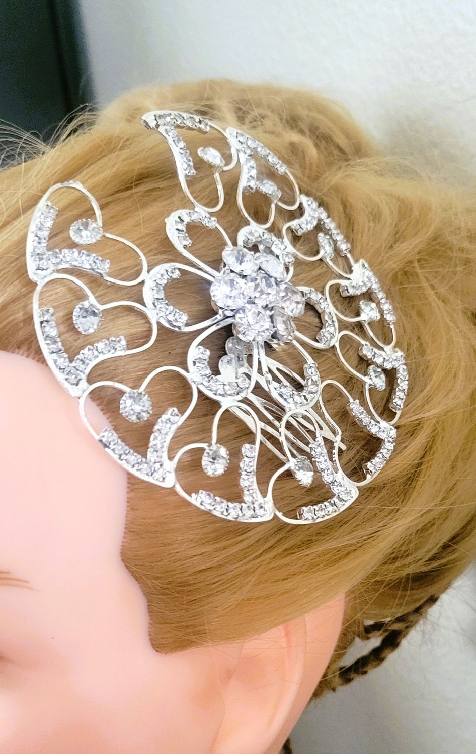 Big Circular designed Rhinestone Crystal Alloy Wedding Decoration Accessory Bridal Hair Combs