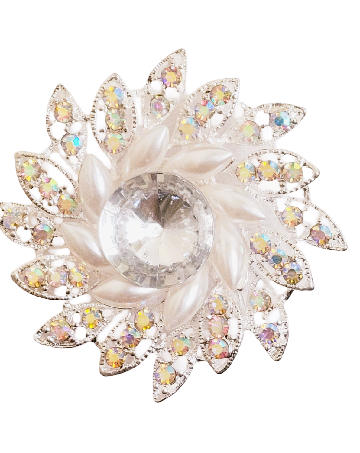 Elegant Sun Flower Rhinestone Flower Brooch Pins for Women Costume Corsage Brooch with Simulated Pearl accessory  SWAROVSKI / Jewelry / SWAROVSKI Pins & Brooches / Pins & Brooches