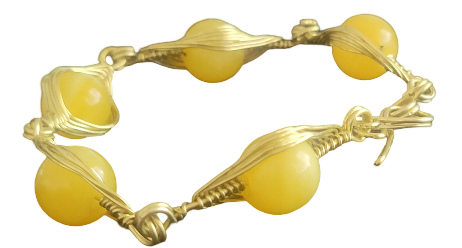 Evil Eye Handmade Wire Works Bracelet for Women Yellow bead Gold Plated Turkish Yellow Eye Chain Bracelets Bangle for Girls jewelry bangle bracelet