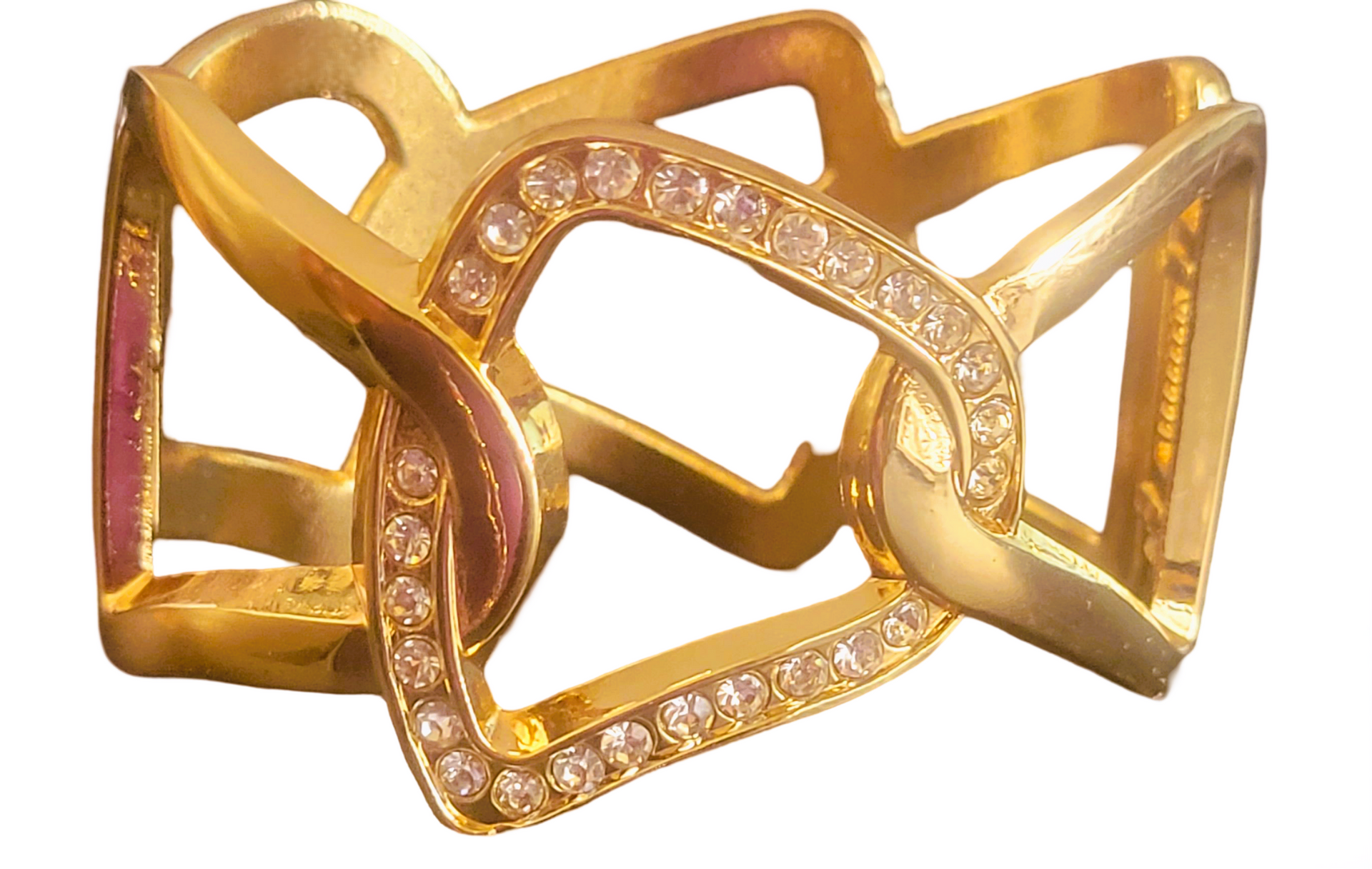 Jewelry Women's Hardware Ionic Gold Stainless Steel with Crystal Bangle Bracelet Color: Gold Plated