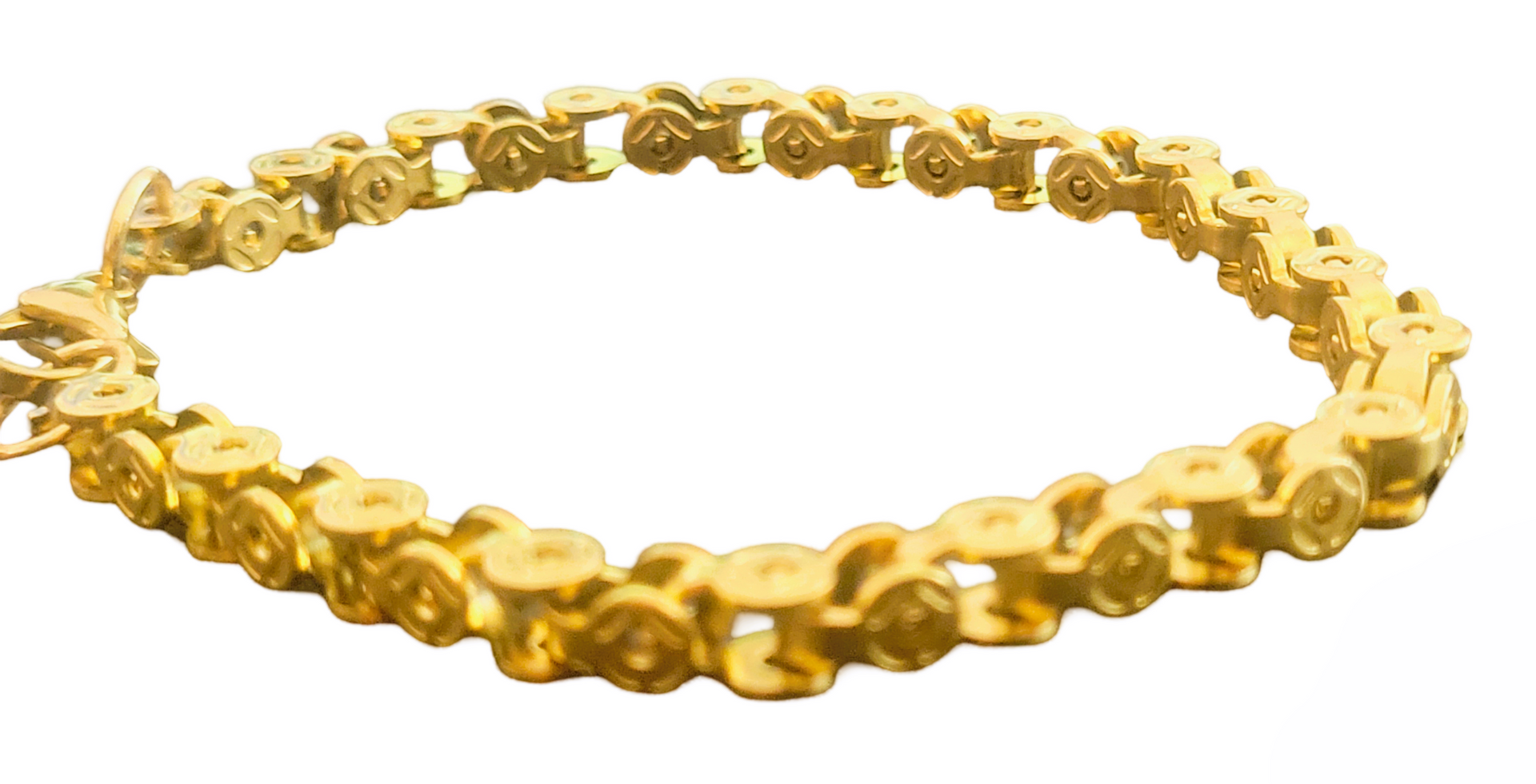 Biker Punk Style Gold Jewelry Stainless Steel Gold Bike Motorcycle Bracelet Men Women Jewelry 5-6MM Length 7.5 inch