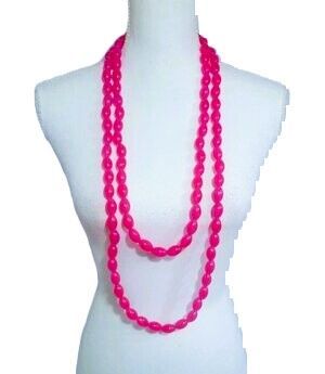 Pink long imitation wedding, Cultural necklace Igbo traditional bead/ African traditional unisex bead 16"