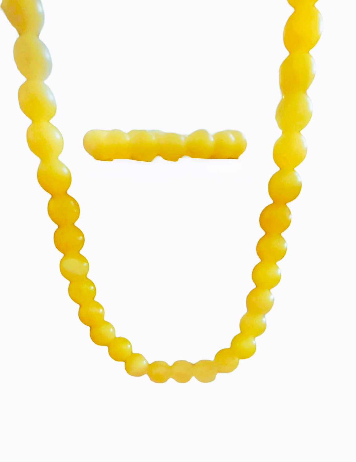 Vintage Elegant Genuine Untreated Yellow Round necklace about 19.6" long including clasp with Bracelet