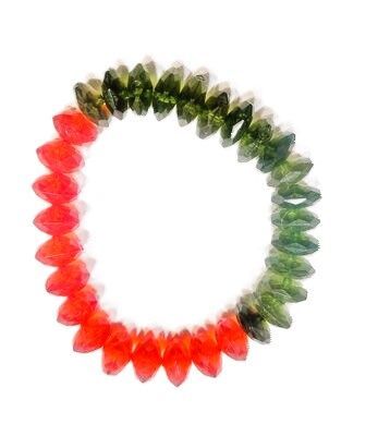 Red and Green Natural Gemstone Bracelet 7.5 In Stretch Gems Plastic Stones 10-12mm Round | Beads Crystals Quartz | Chakra Bracelet | Y2K | Bracelets for Women Men Girls Gifts (Unisex)