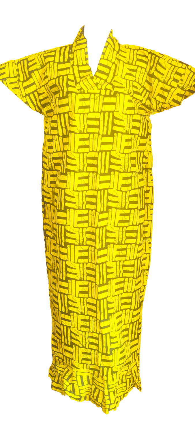 HD African Print Boubou Dress for Woman with Pocket Kaftan Casual Gown Half Sleeves