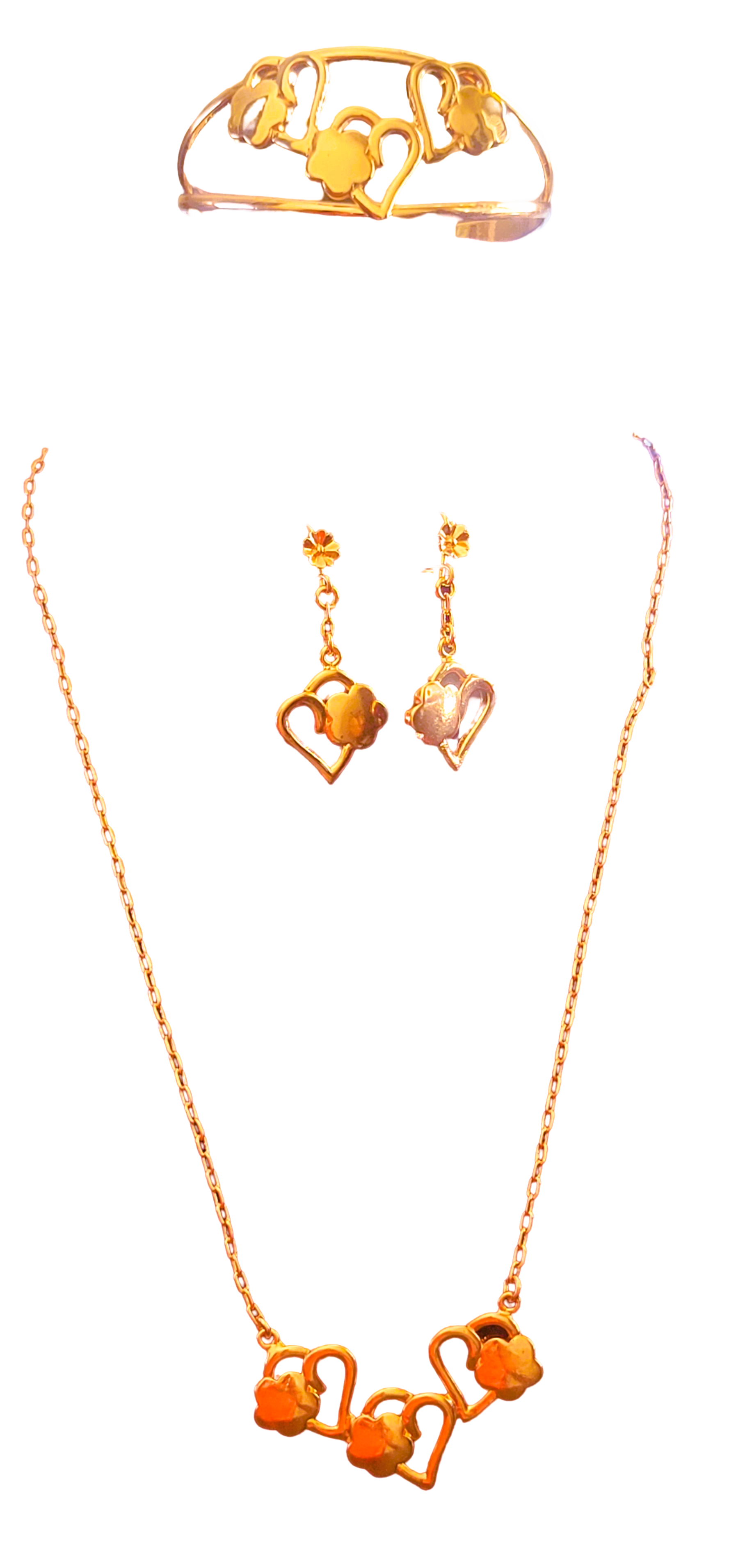 love heart Antique Women's10 Ans Flora Statement Necklace, Bracelet, Ring and Earrings Set Party Jewelry