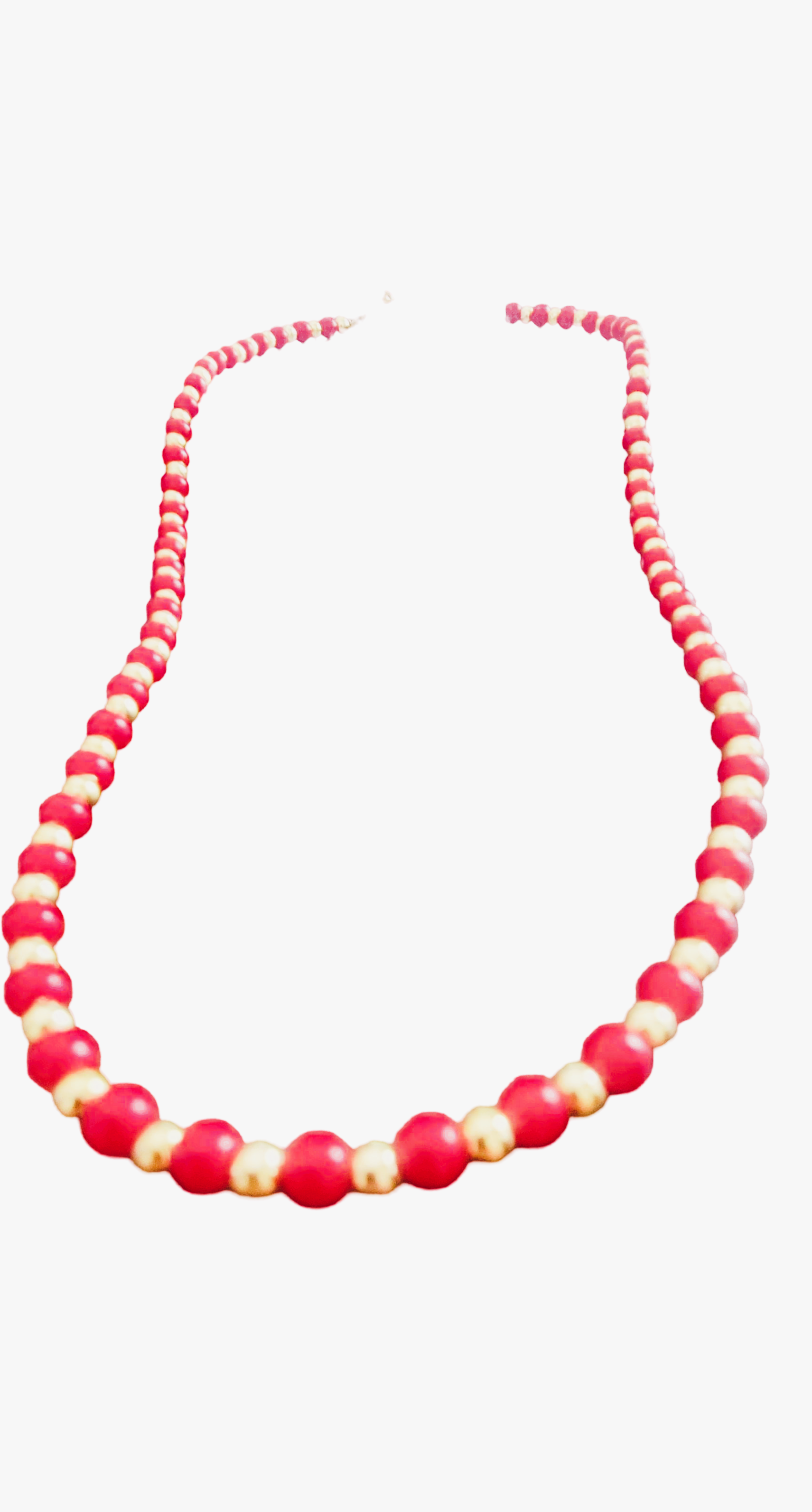 Red Coral Bead Graduated Necklace With 14kt Yellow Gold