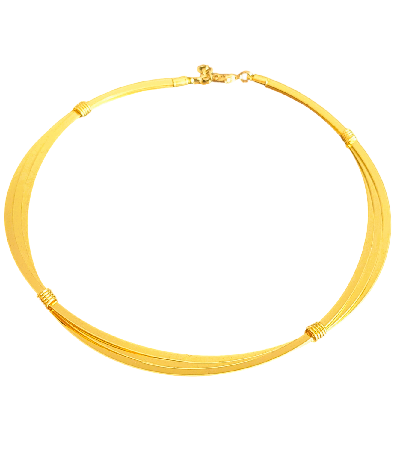 Herringbone Gold Choker Necklaces for Women, 18K Gold Filled Necklace Three Thick Layer Gold Necklace