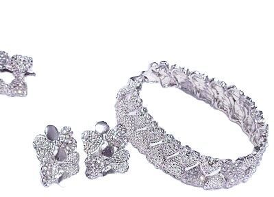 Dubai Zircon  Bridal Accessories Wedding Jewelry Sets Indian Exquisite Necklace Set Jewlery Women Silver with crystal glittering Stones