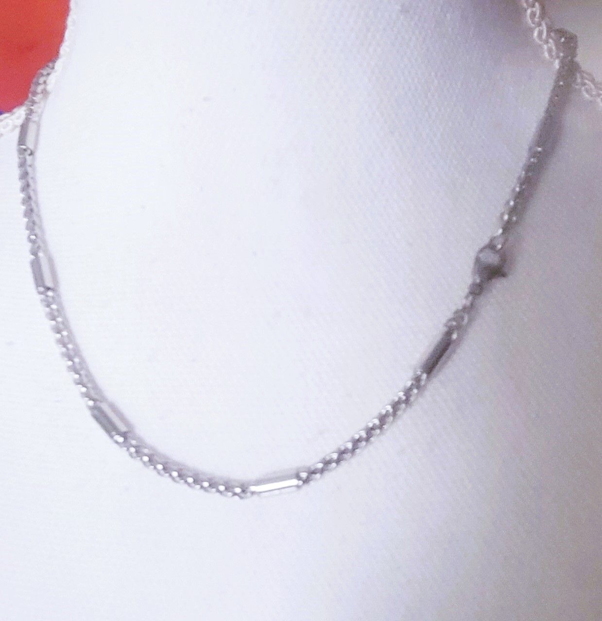 Sea Sterling Silver 4 MM Diamond-Cut Bar Station Rolo Chain Necklace for Women, Length 17 inches