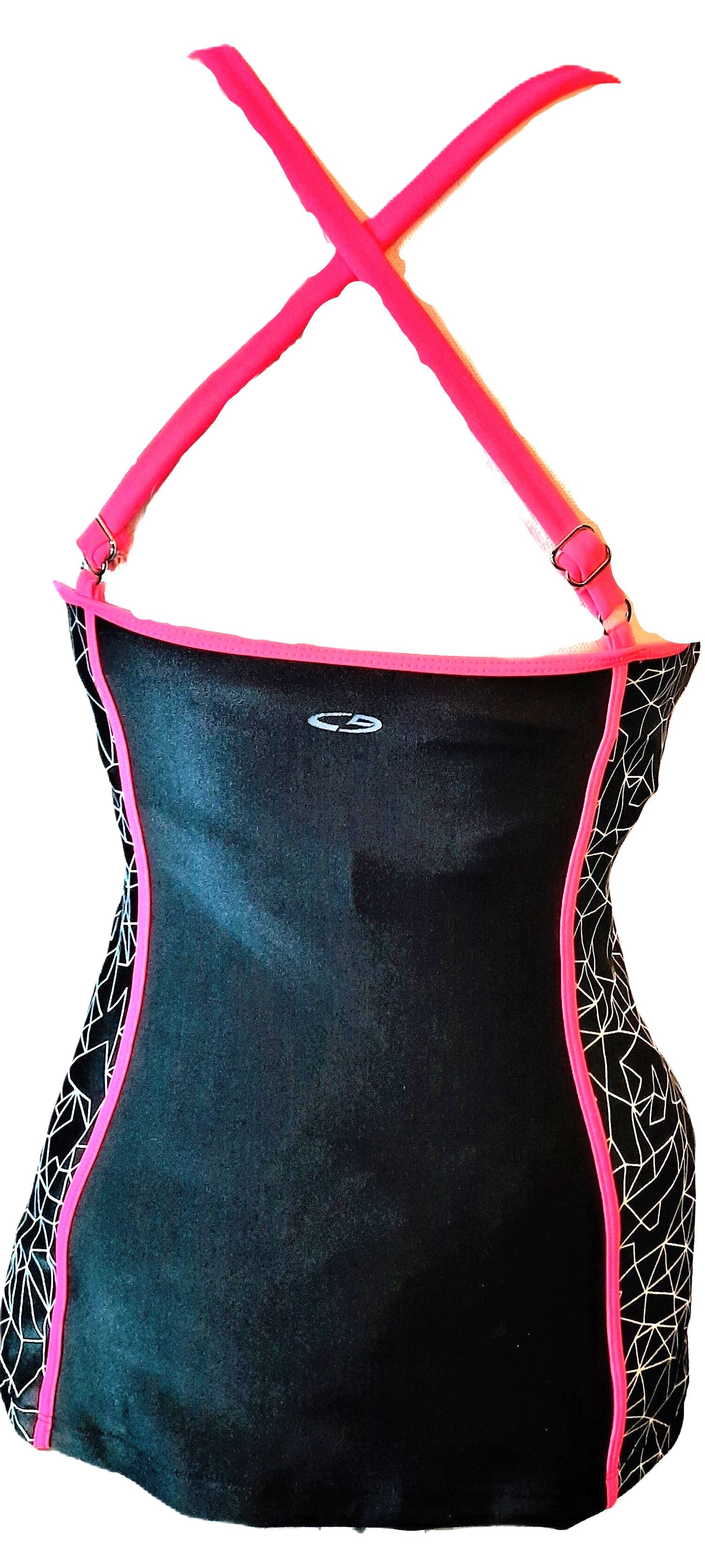 Women's Island Goddess Swimsuit champion swim top/spa Mix of black, white and pink