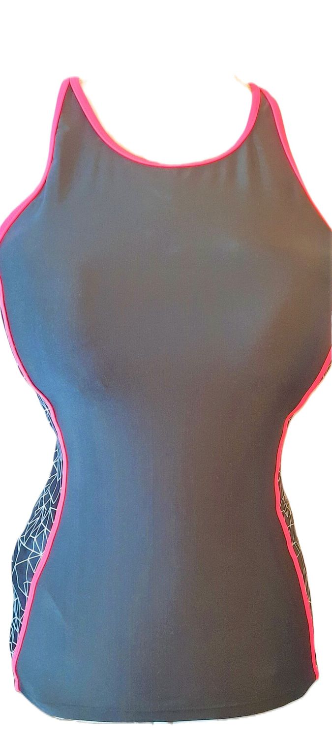 Women's Island Goddess Swimsuit champion swim top/spa Mix of black, white and pink