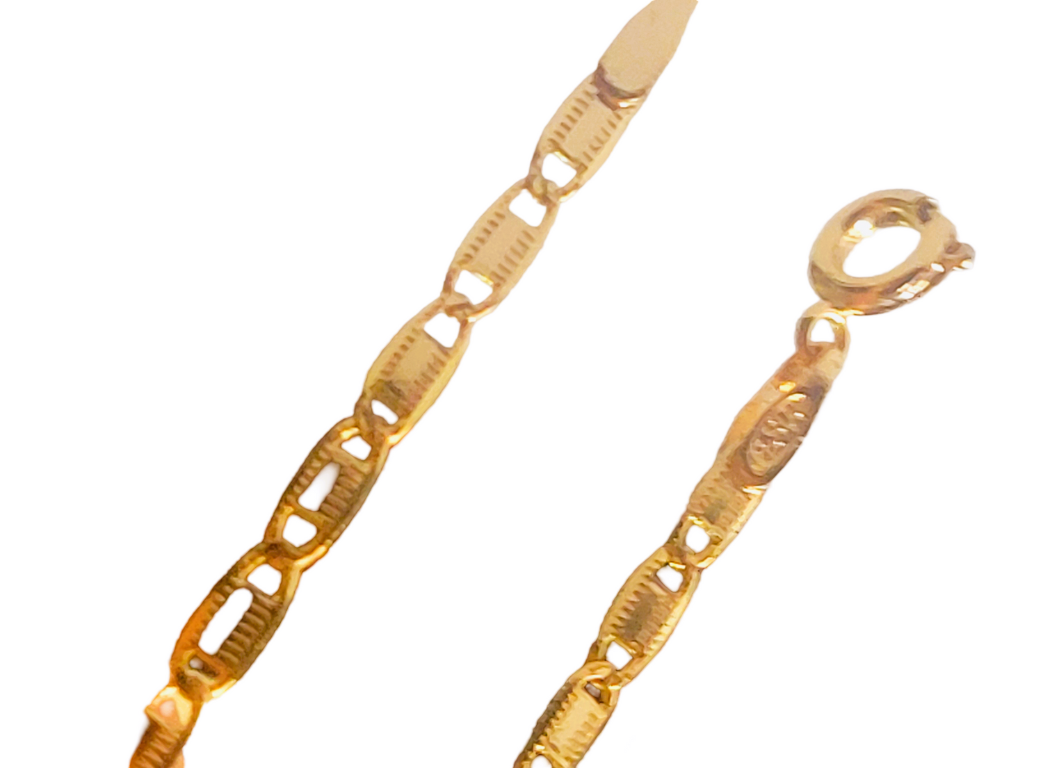 10k Yellow Solid Gold Mirror Box Clasp Chain Necklace
