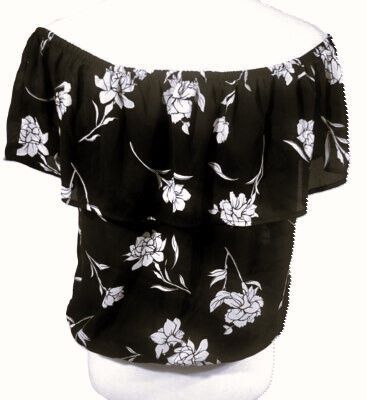 Women's Floral Ruffle Off Shoulder Party Sexy Bodycon Dress Elastic Waist Size Large