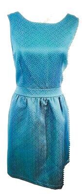 Green Sleeveless Flared Round-Neck Swing Dress Cocktail Wedding Guest Party Dress for Women Size 10
