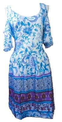 Sheilay Plus Size Cold Shoulder Blue Floral Size Large Size 12 Sheilay Plus Size Cold Shoulder Blue Floral Size Large Size 12