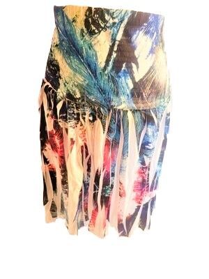 Multi-Colored Beach feather flip skirt Women's Summer Casual Skirts Soft Fit Flowy Handkerchief Hemline Midi Skirt