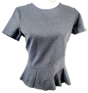Women's Dark Grey Solid Short Sleeve Boat Neck Round Neck By J. Crew Size Medium