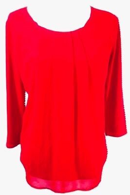 Women's Casual Round Neck Basic Pleated Top Cap Sleeve Curved Back Cotton Long Sleeve Chiffon Blouse US Medium