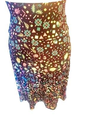 LuLaRoe Azure multi-colored Casual Stretch Flare Flowery skirt