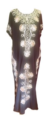 Kaftan for Women Abaya Gown with Embroidery BLACK Kaftan Long Cover Up Robe Gown