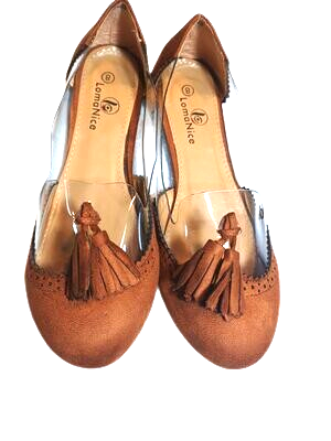 LomaNice BROWN AND TRANSPARENT OFFICE CASUAL FLAT WOMENS SHOES