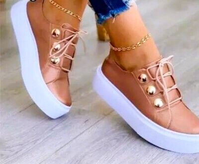 Rose Gold Real Leather Custom Branded Sport Shoes Women Casual Running Sneakers Shoes For Woman Size 39 US 8