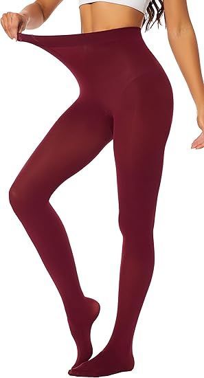 Burgundy Pantyhose Tights for Women - 100D Opaque Warm Winter Panty hose trouser Leggings Size small 5'4
