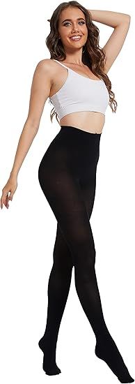 Black Pantyhose Tights for Women - 100D Opaque Warm Winter Panty hose Leggings Size small 5'4