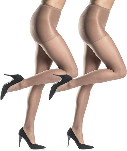 Silkies Women's Control Top Pantyhose with Run Resistant, Light Support Legs Panty Hose Leggings