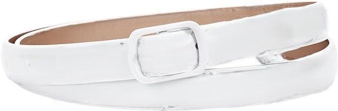 White Skinny Belt for Girls Thin Leather Waist Belts