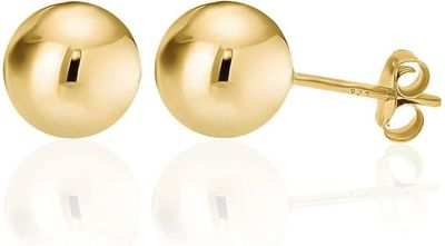14K Solid Gold Sphere Stud Earring 12-14MM