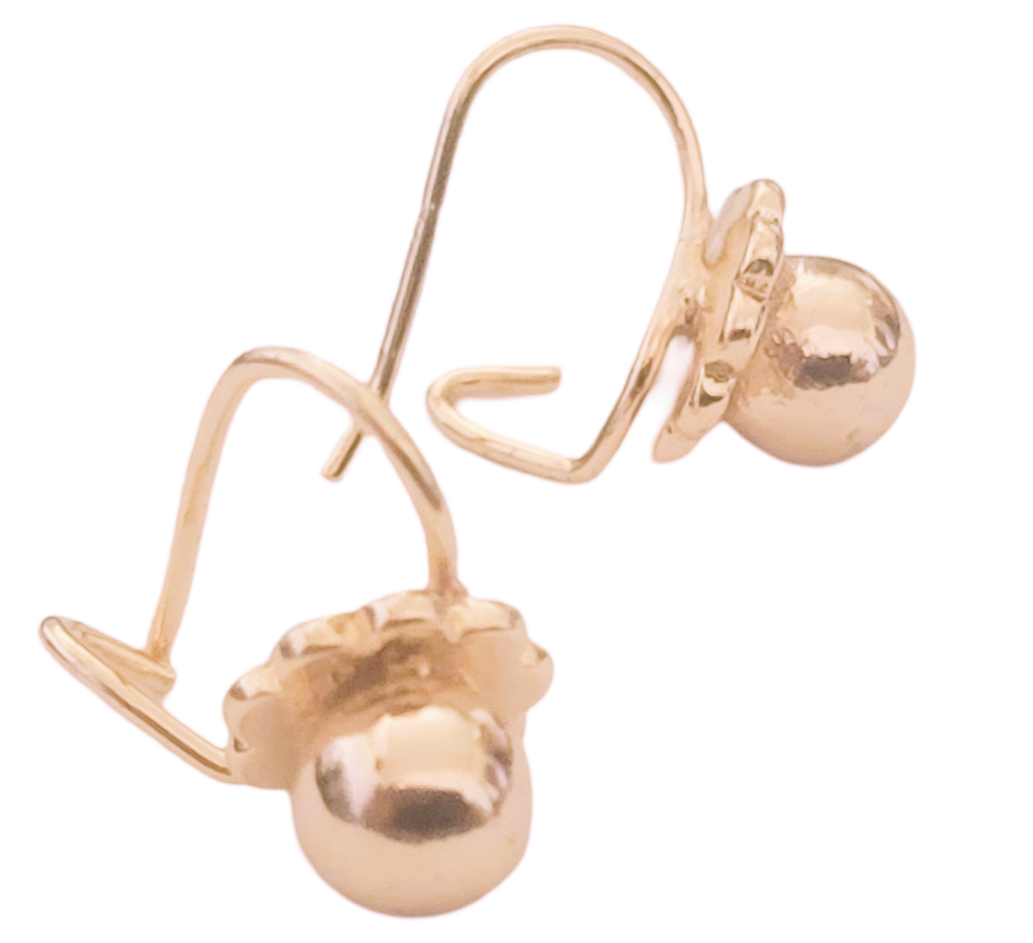 10K/14K Yellow Gold-Plated Polished Ball Lever-back Drop Earrings Rose Gold