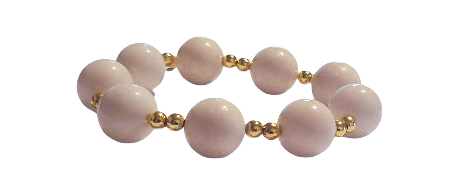Sterling Silver Natural Pearl Angel Skin with Bracelet -  AAAAA+ Quality Real White Freshwater Cultured Pearl with Gold Accessories