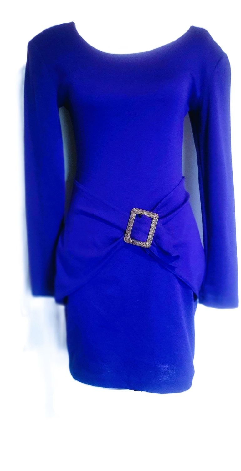 Women Round Neck Ribbed Bodycon Tight Dress Long Sleeve Mid-Thigh Pencil Above Knee Dresses with lower belt