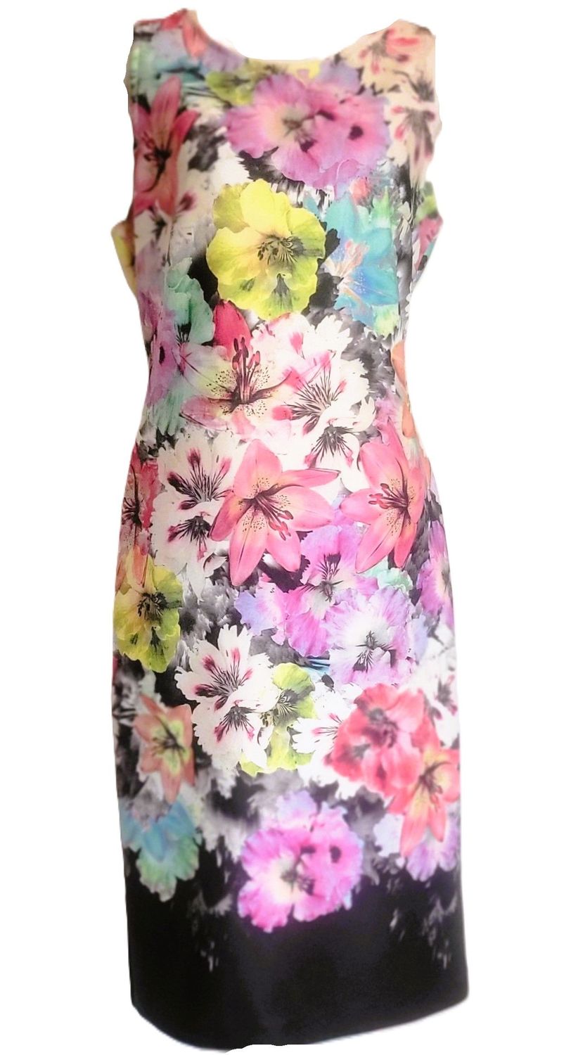 Multicolored Sleeveless Sheath Dress for Women's Round Neck Teacher Casual Office Dresses